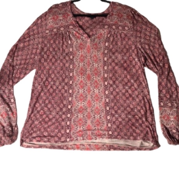 Lucky Brand V-Neck Blouse Large - Picture 1 of 10